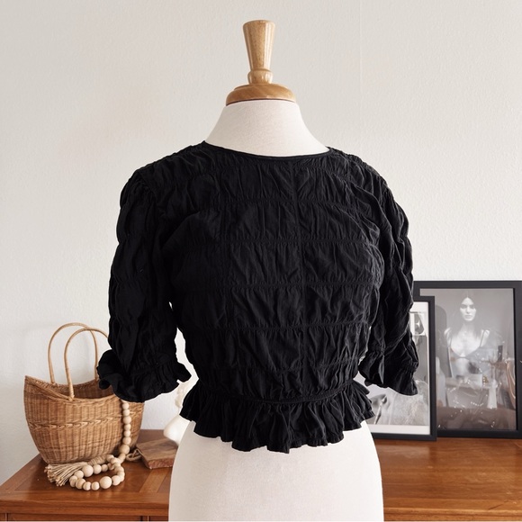 BLACK QUARTER SLEEVE STRETCHY TOP #0325 - Picture 6 of 9